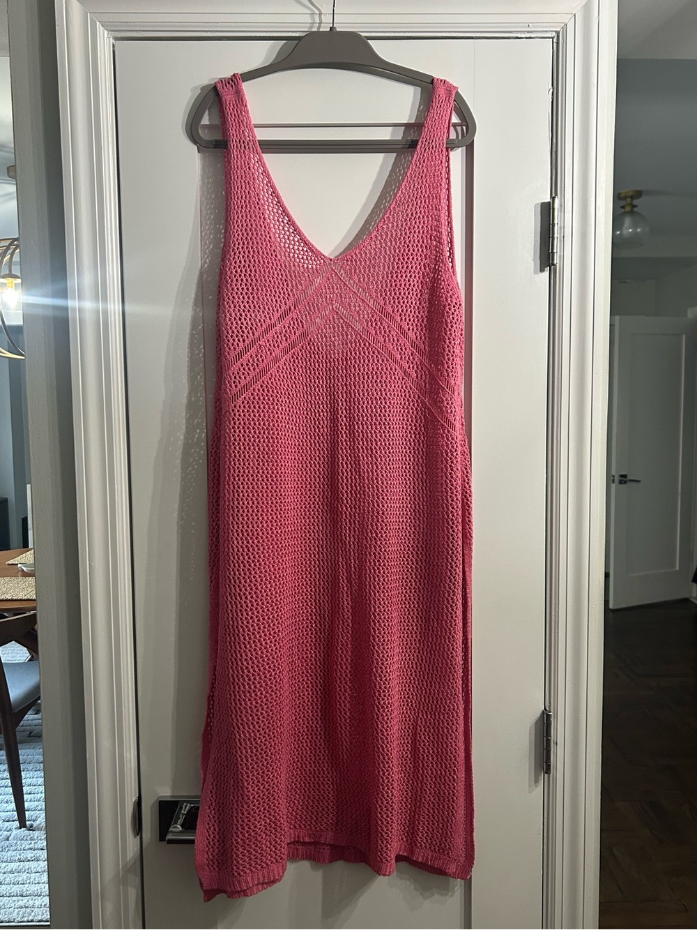 Pink Crochet Swim Coverup Dress